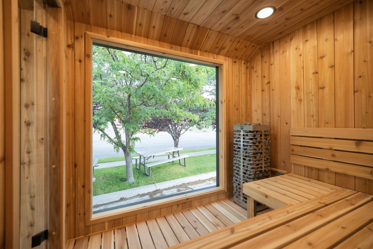 Sweaty Yeti Sauna Plus — 6–8 Person Outdoor Sauna & Barrel Cold Plunge Cabin
