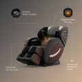Full Body Massage Chair Recliner with Zero Gravity,  Leather Massage Chair with Air Pressure, 8 Massage Fix Rollers, Heating, Airbag, Bluetooth, Retractable Footrest for Relaxion, Brown+Black