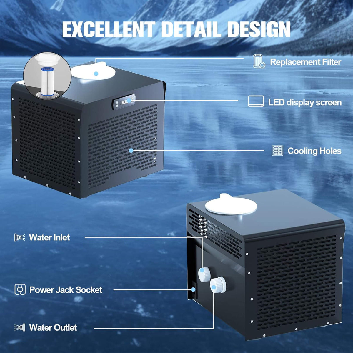 Foldable Cold Plunge Tub with 1/3 HP Smart Chiller (SAK16452)