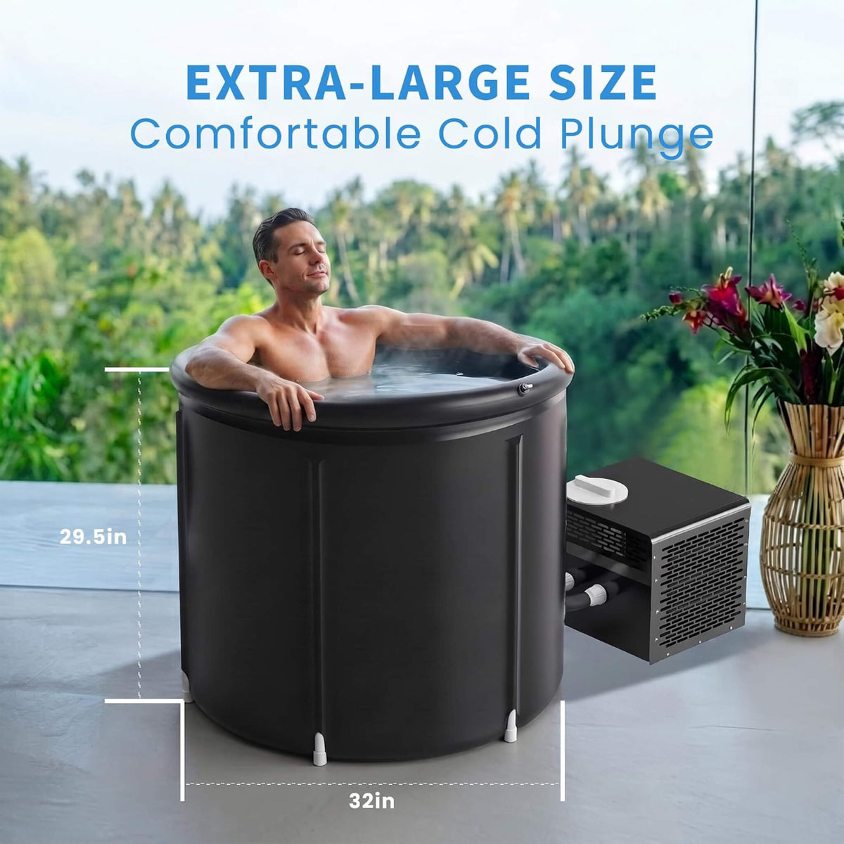 Foldable Cold Plunge Tub with 1/3 HP Smart Chiller (SAK16452)