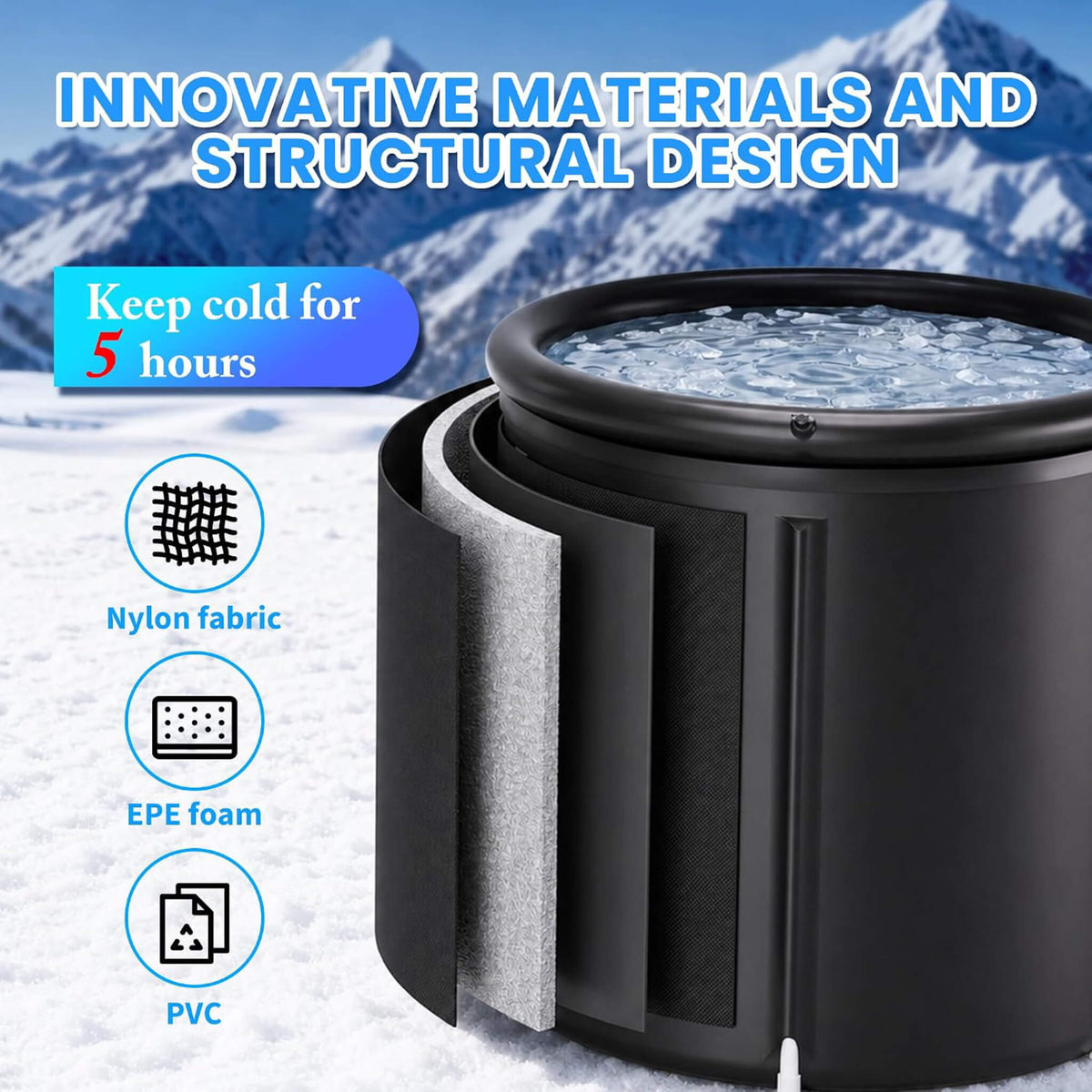 Foldable Cold Plunge Tub with 1/3 HP Smart Chiller (SAK16452)