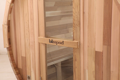 Blisspod Prague | Canadian Red Cedar | Outdoor Barrel Sauna | Full Glass Back