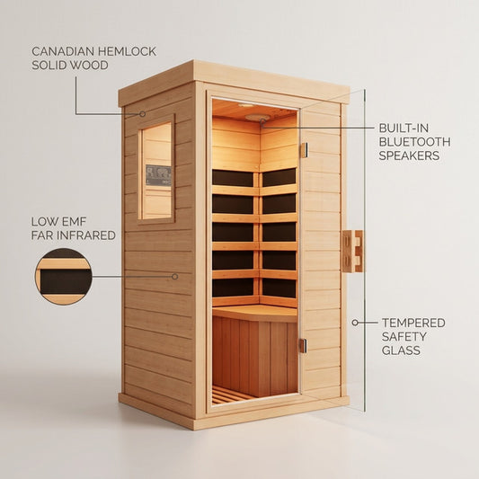 Mini Sauna, Low Emf Far Infrared Sauna, Home Spa Sauna with Bluetooth Speakers — Lifestyle