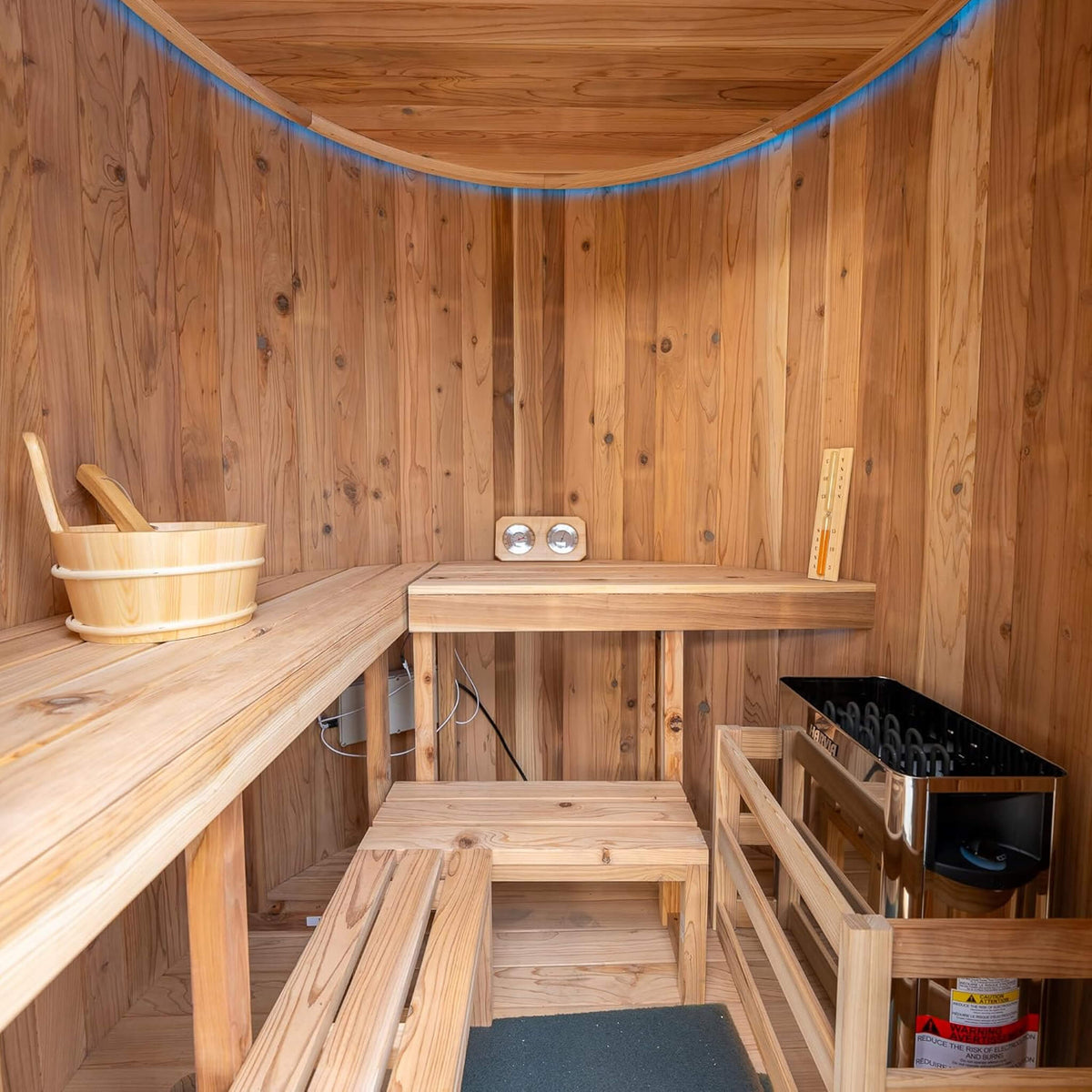 Barcelona 78-Inch 4-Person Cedar Vertical Barrel Sauna with 6 kW Heater