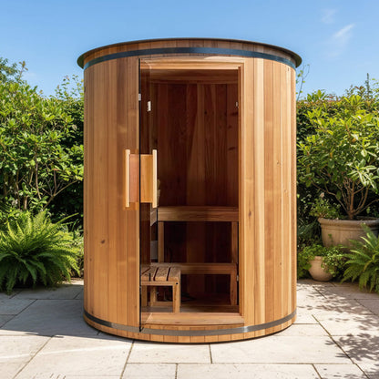 Barcelona 78-Inch 4-Person Cedar Vertical Barrel Sauna with 6 kW Heater