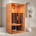 1 Person Extendable FAR Infrared Sauna for Home, Hemlock Wood Low EMF 6 Carbon Heaters Indoor Saunas with LED Lights, Bluetooth Speaker, Digital Control Panel, and Seating Bench