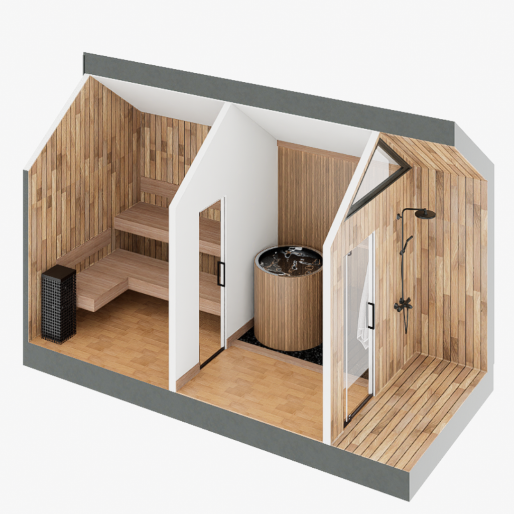 Sweaty Yeti Sauna Plus — 6–8 Person Outdoor Sauna & Barrel Cold Plunge Cabin