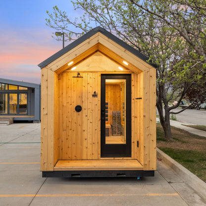 Sweaty Yeti Sauna Plus — 6–8 Person Outdoor Sauna & Barrel Cold Plunge Cabin