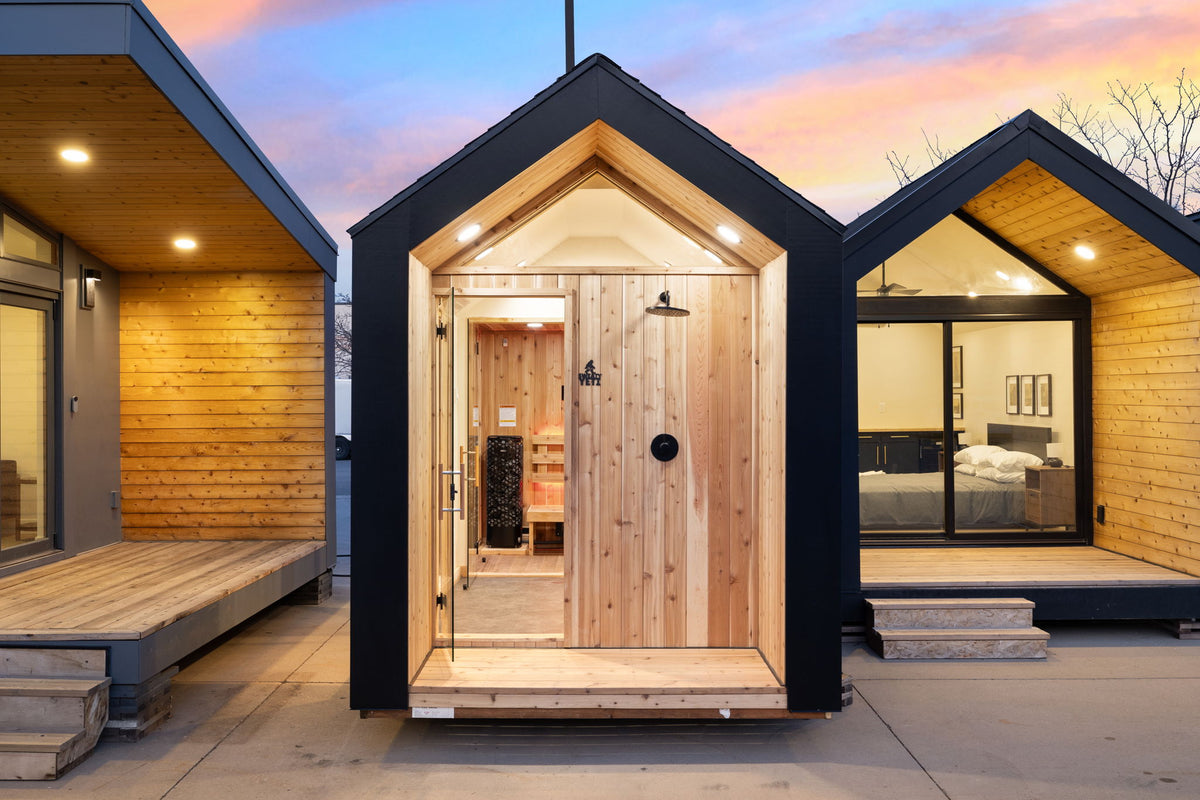 Sweaty Yeti Sauna Plus — 6–8 Person Outdoor Sauna & Barrel Cold Plunge Cabin