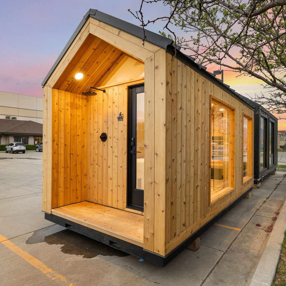 Sweaty Yeti Sauna Plus — 6–8 Person Outdoor Sauna & Barrel Cold Plunge Cabin