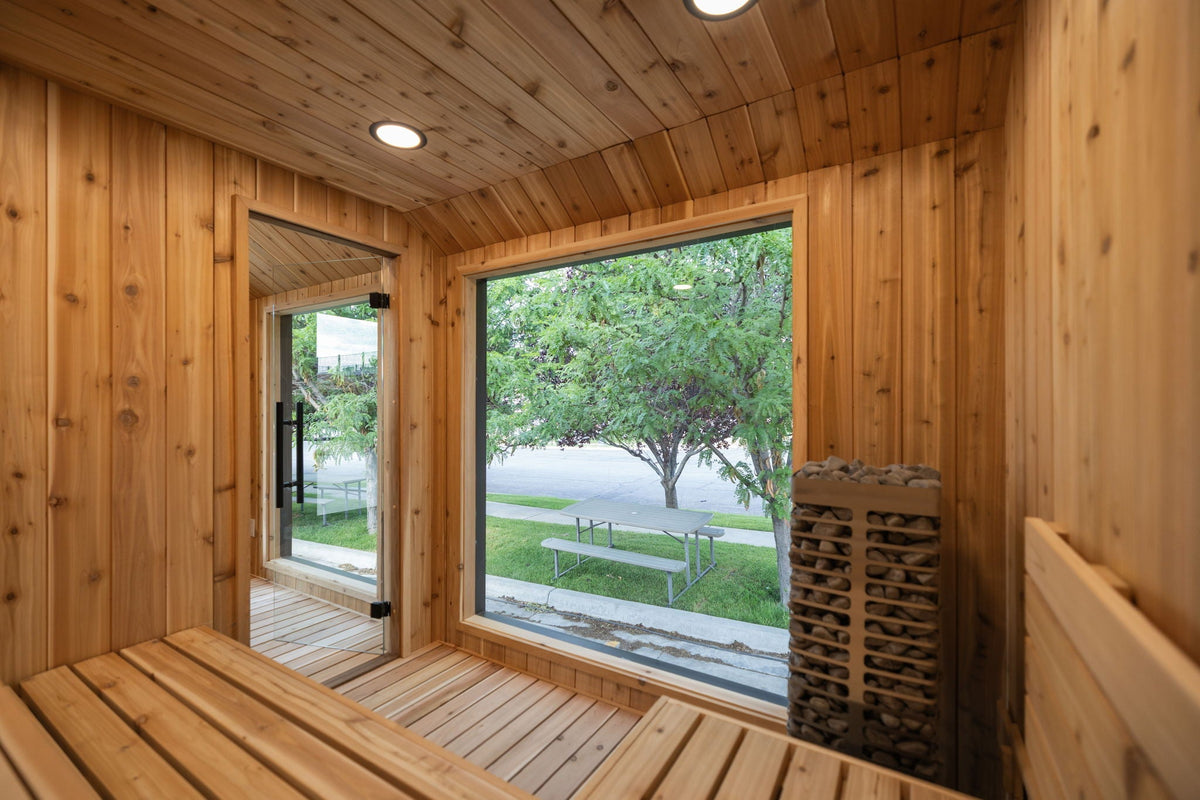 Sweaty Yeti Sauna Plus — 6–8 Person Outdoor Sauna & Barrel Cold Plunge Cabin