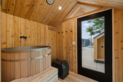 Sweaty Yeti Sauna Plus — 6–8 Person Outdoor Sauna & Barrel Cold Plunge Cabin