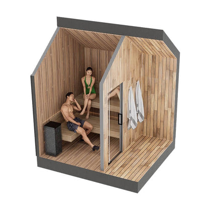 Sweaty Yeti 4–6 Person Traditional Outdoor Sauna Cabin | Cedar Interior