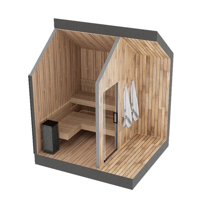 Sweaty Yeti 4–6 Person Traditional Outdoor Sauna Cabin | Cedar Interior