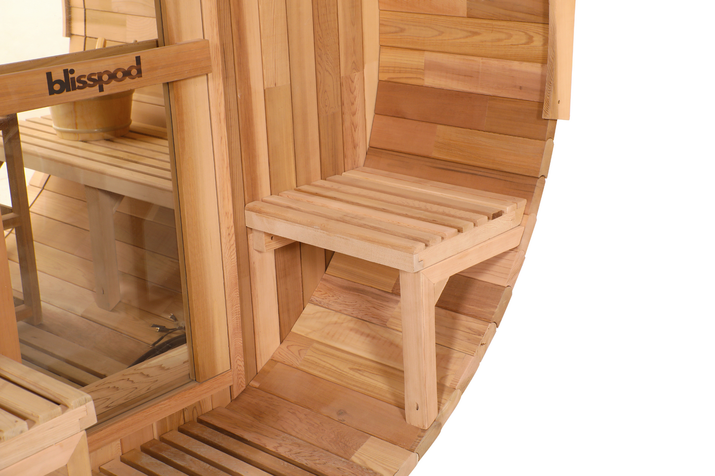 Blisspod Prague | Canadian Red Cedar | Outdoor Barrel Sauna | Full Glass Back