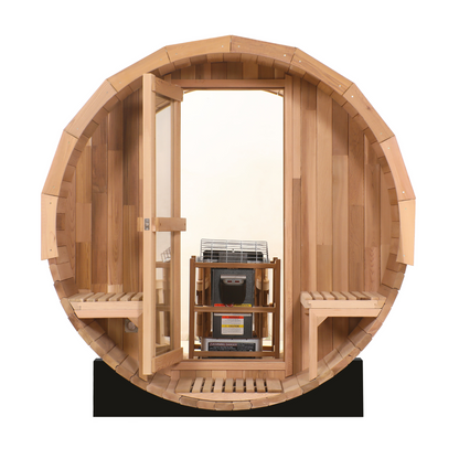 Blisspod Prague | Canadian Red Cedar | Outdoor Barrel Sauna | Full Glass Back