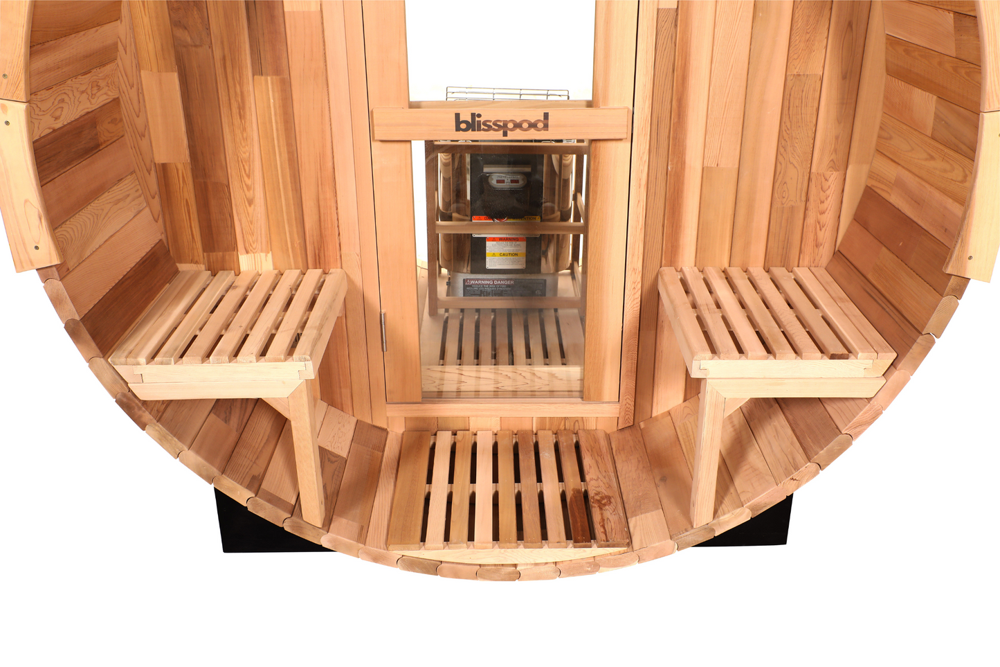Blisspod Prague | Canadian Red Cedar | Outdoor Barrel Sauna | Full Glass Back