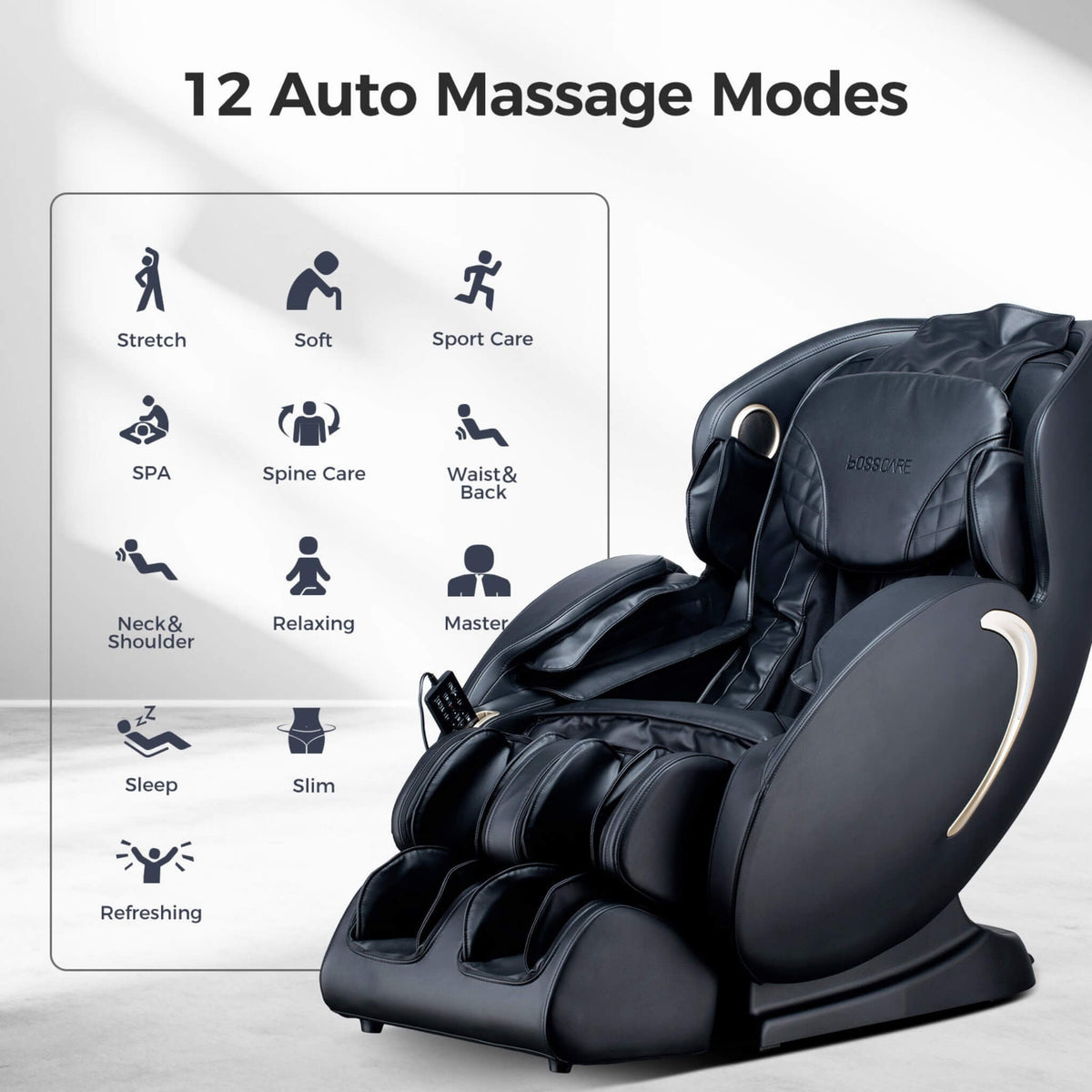 Bosscare 3D Zero-Gravity Shiatsu Massage Chair with App Control
