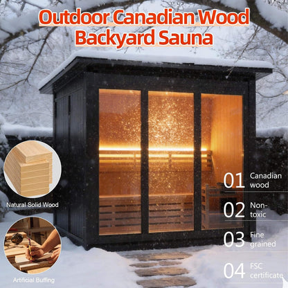 Custom 8-Person Canadian Red Cedar Outdoor Sauna – Made to Order