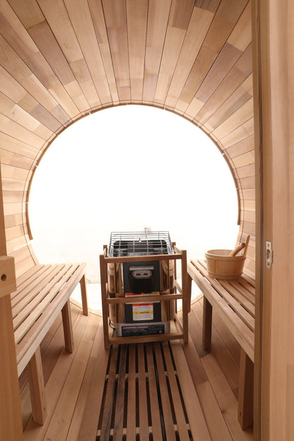 Blisspod Prague | Canadian Red Cedar | Outdoor Barrel Sauna | Full Glass Back