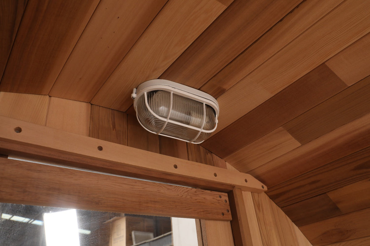 Blisspod Prague | 6000W Outdoor Barrel Sauna | Cedar & Glass Back