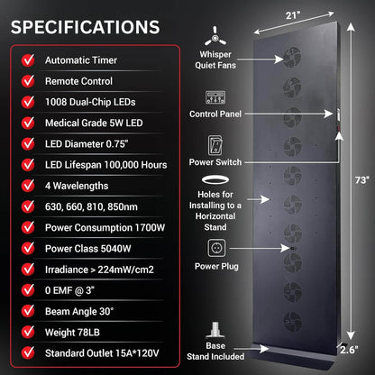 Dual-Chip Red Light Panel – 600, 800 or 1008 LEDs