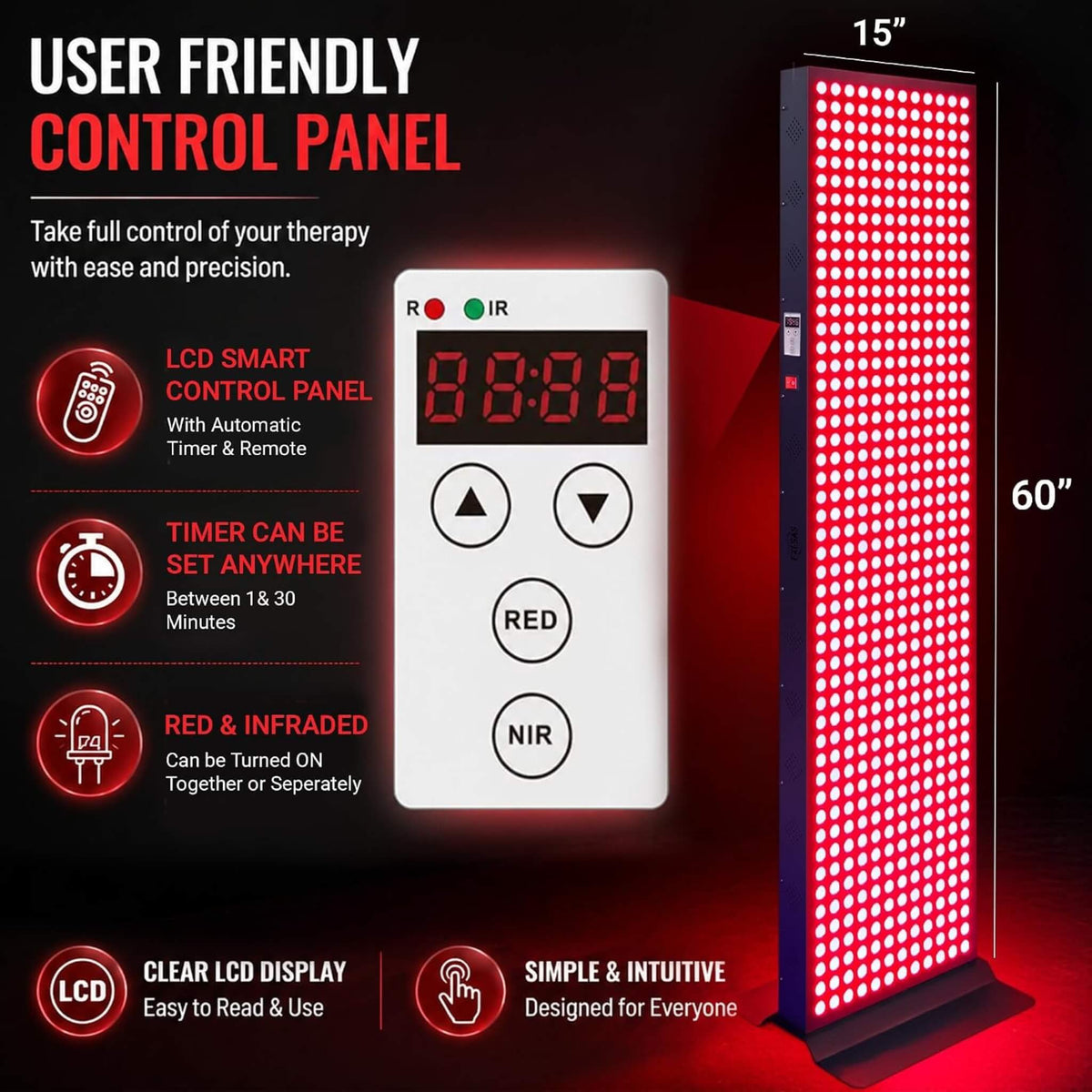 Dual-Chip Red Light Panel – 600, 800 or 1008 LEDs