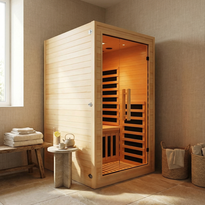 NiceBeam 1–2 Person Infrared Sauna with Red Light & Wood Options
