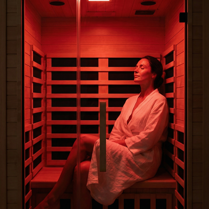 NiceBeam 1–2 Person Infrared Sauna with Red Light & Wood Options