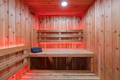 Sweaty Yeti 4–6 Person Traditional Outdoor Sauna Cabin | Cedar Interior