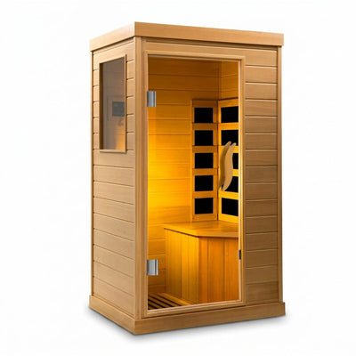 1-Person Far Infrared Wood Sauna | Low EMF | Canadian Hemlock | Indoor
