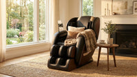 Full Body Massage Chair Recliner with Zero Gravity,  Leather Massage Chair with Air Pressure, 8 Massage Fix Rollers, Heating, Airbag, Bluetooth, Retractable Footrest for Relaxion, Brown+Black — Lifestyle