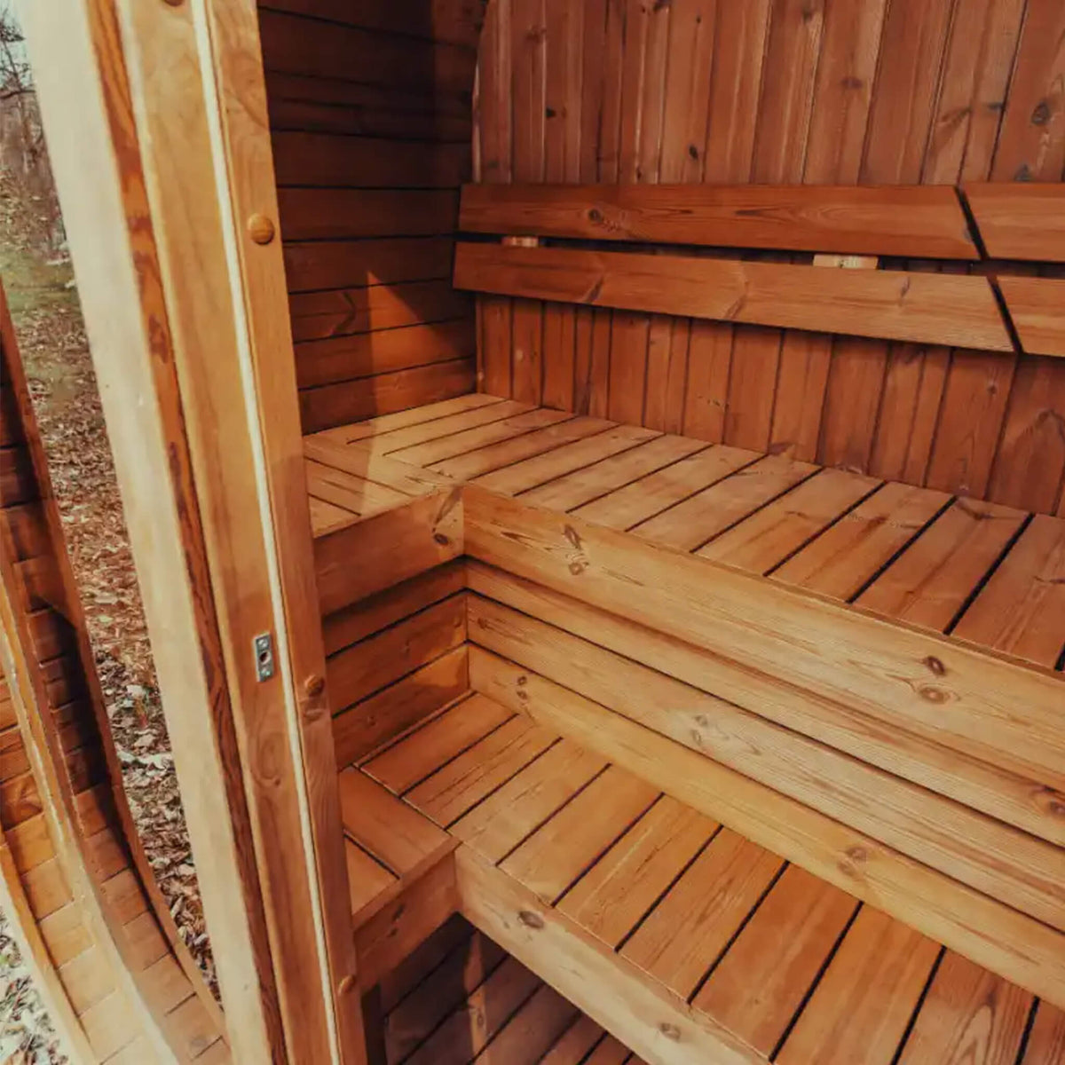 3-Person Outdoor ThermoWood Cube Sauna Kit with LED Lighting – MW12