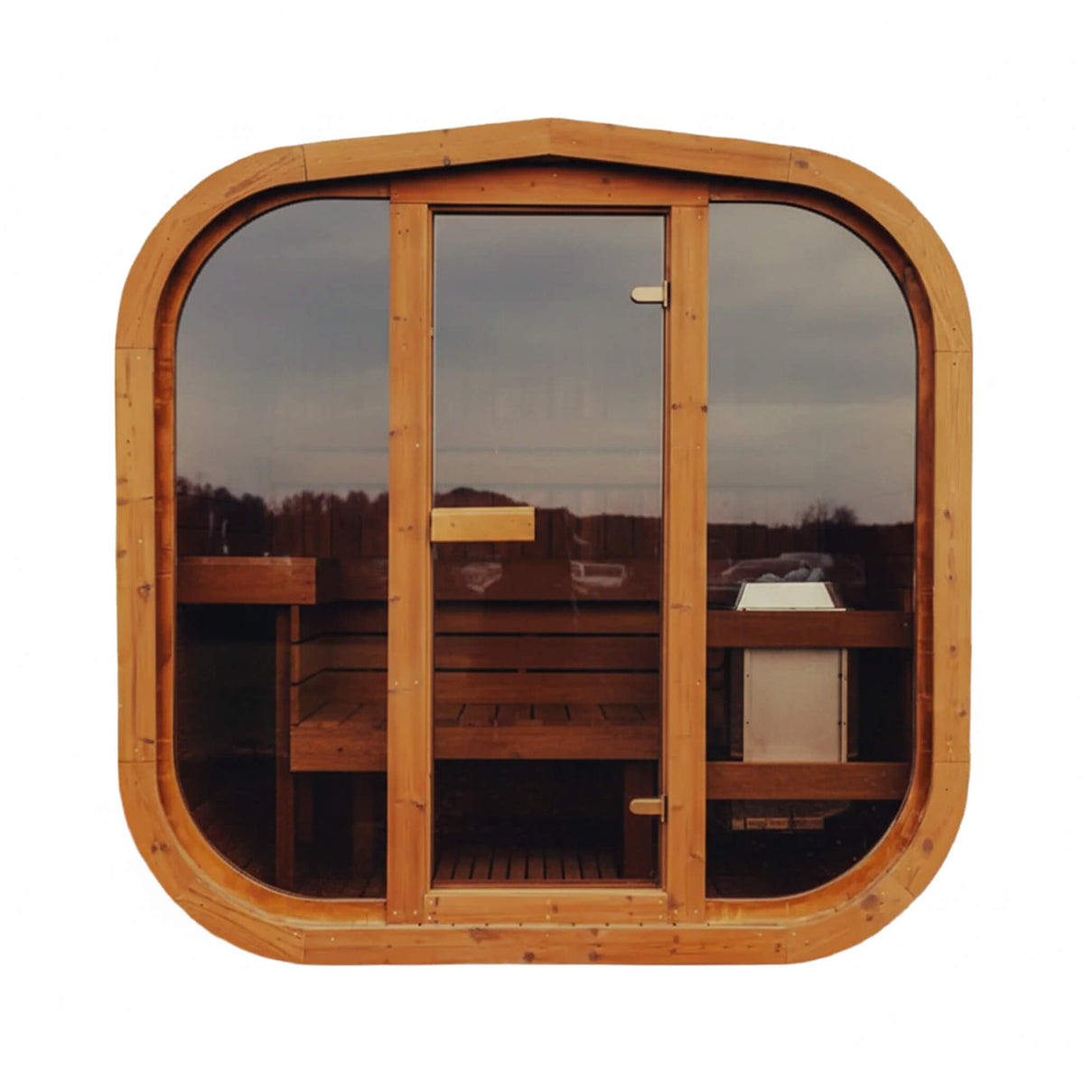 3-Person Outdoor ThermoWood Cube Sauna Kit with LED Lighting – MW12