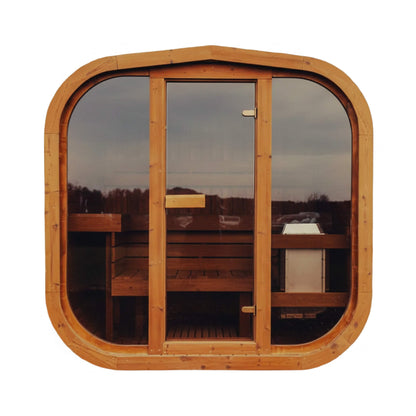 3-Person Outdoor ThermoWood Cube Sauna Kit with LED Lighting – MW12