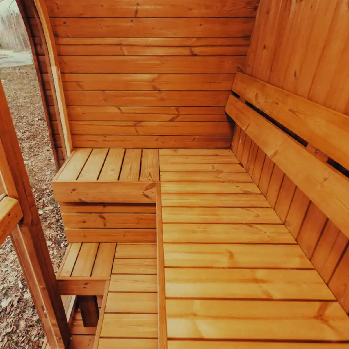 3-Person Outdoor ThermoWood Cube Sauna Kit with LED Lighting – MW12