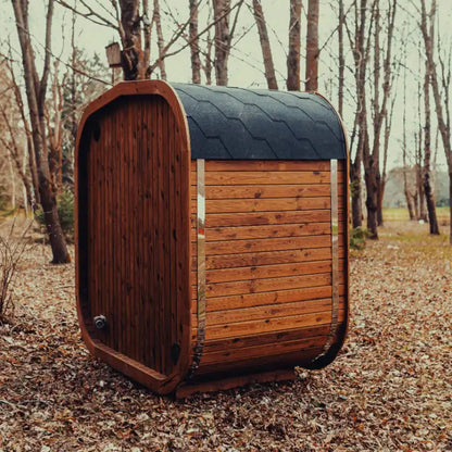 3-Person Outdoor ThermoWood Cube Sauna Kit with LED Lighting – MW12