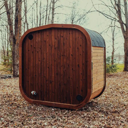 3-Person Outdoor ThermoWood Cube Sauna Kit with LED Lighting – MW12
