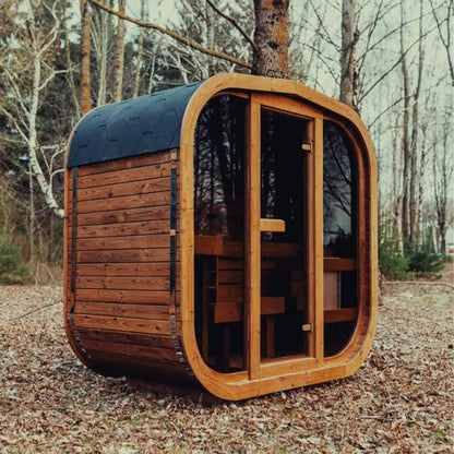 3-Person Outdoor ThermoWood Cube Sauna Kit with LED Lighting – MW12