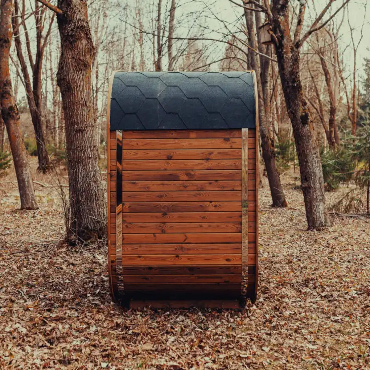 3-Person Outdoor ThermoWood Cube Sauna Kit with LED Lighting – MW12