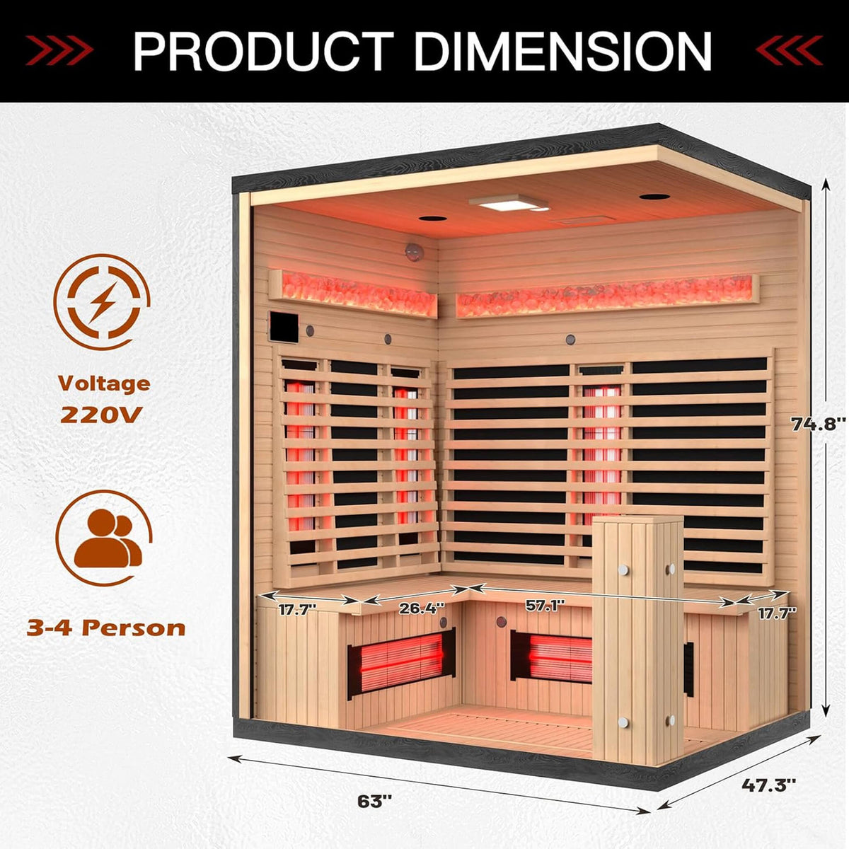 Ember 4-Person Infrared Sauna with Himalayan Salt Panels – Made to Order