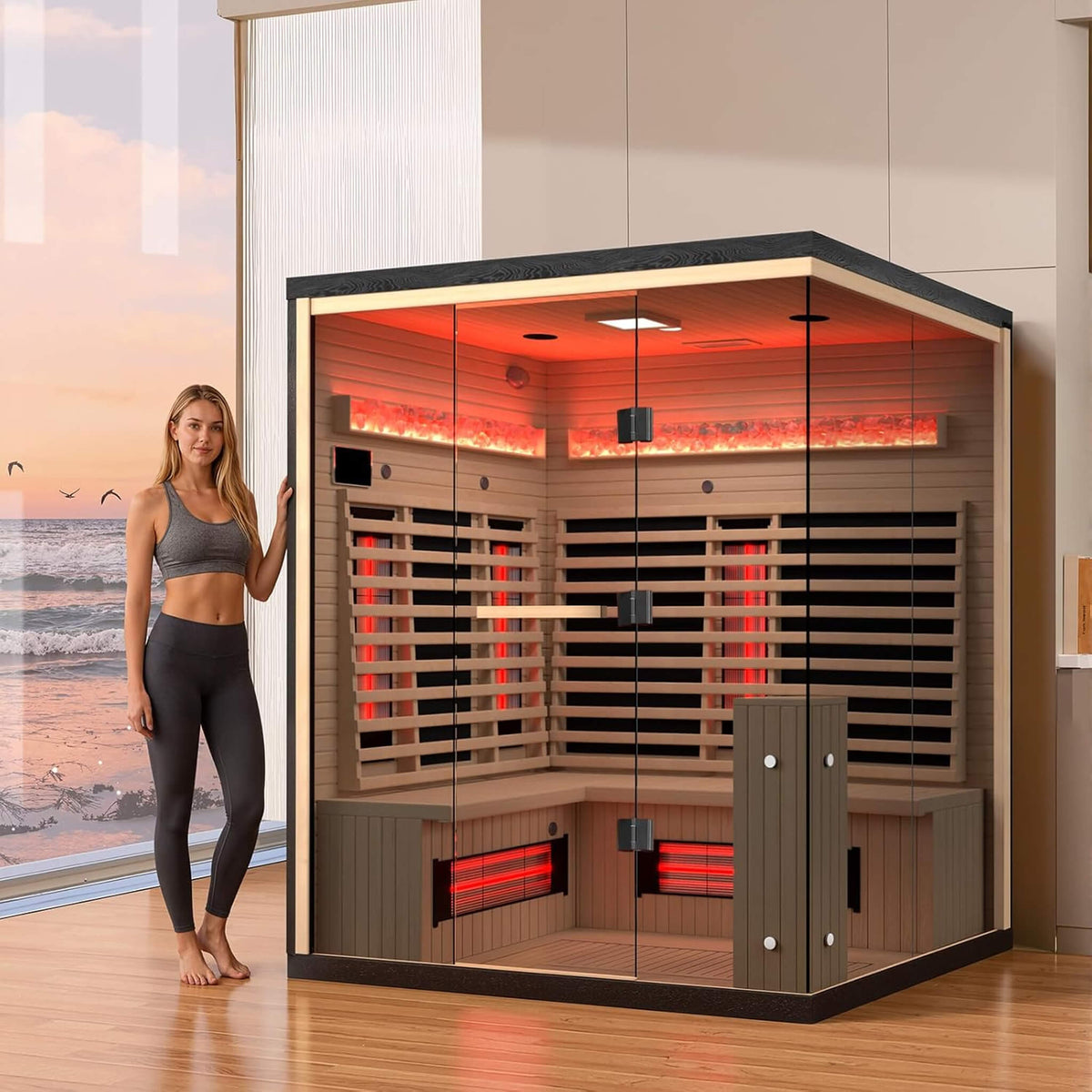 Ember 4-Person Infrared Sauna with Himalayan Salt Panels – Made to Order
