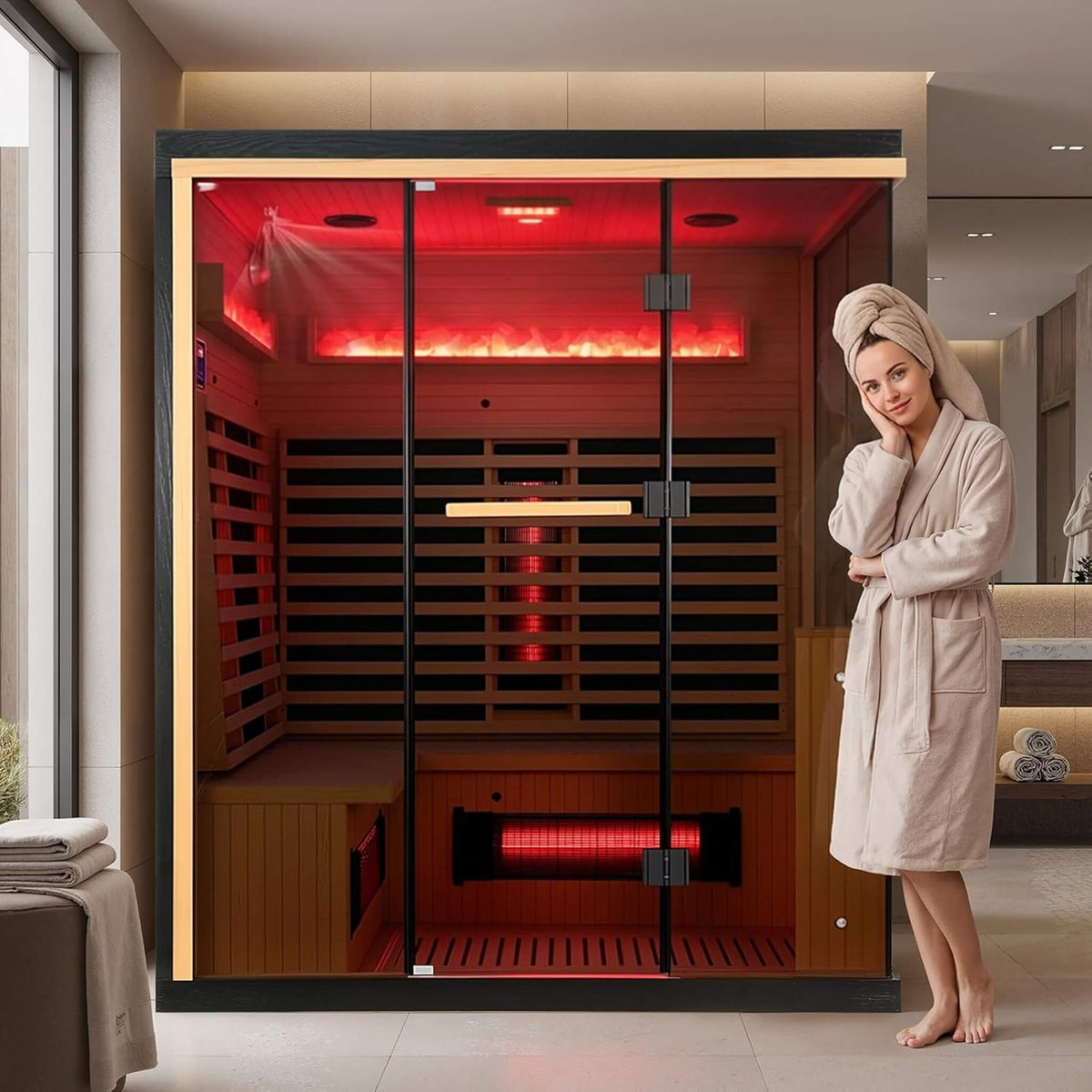 Ember 4-Person Infrared Sauna with Himalayan Salt Panels – Made to Order