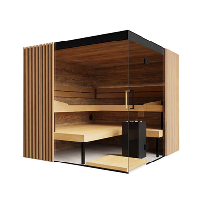 ThermaSol Aalto 4-Person Indoor Semi-Panoramic Glass Sauna Cabin (Made to Order)