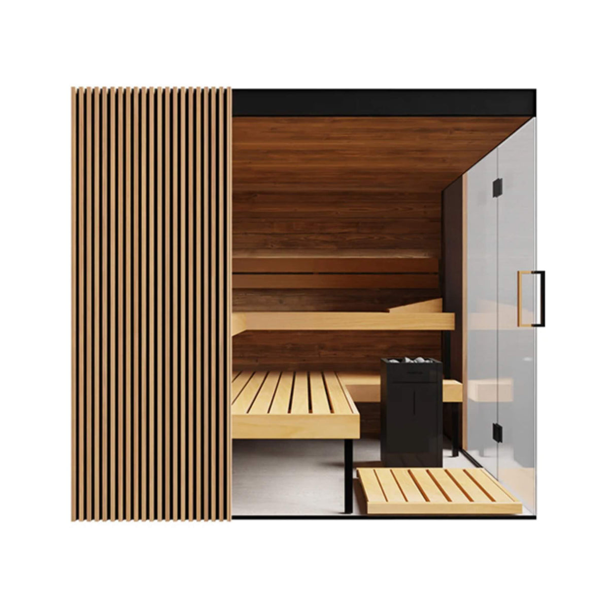 ThermaSol Aalto 4-Person Indoor Semi-Panoramic Glass Sauna Cabin (Made to Order)