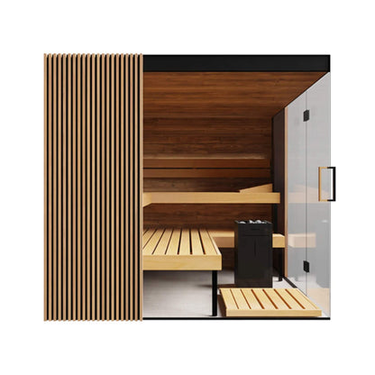 ThermaSol Aalto 4-Person Indoor Semi-Panoramic Glass Sauna Cabin (Made to Order)