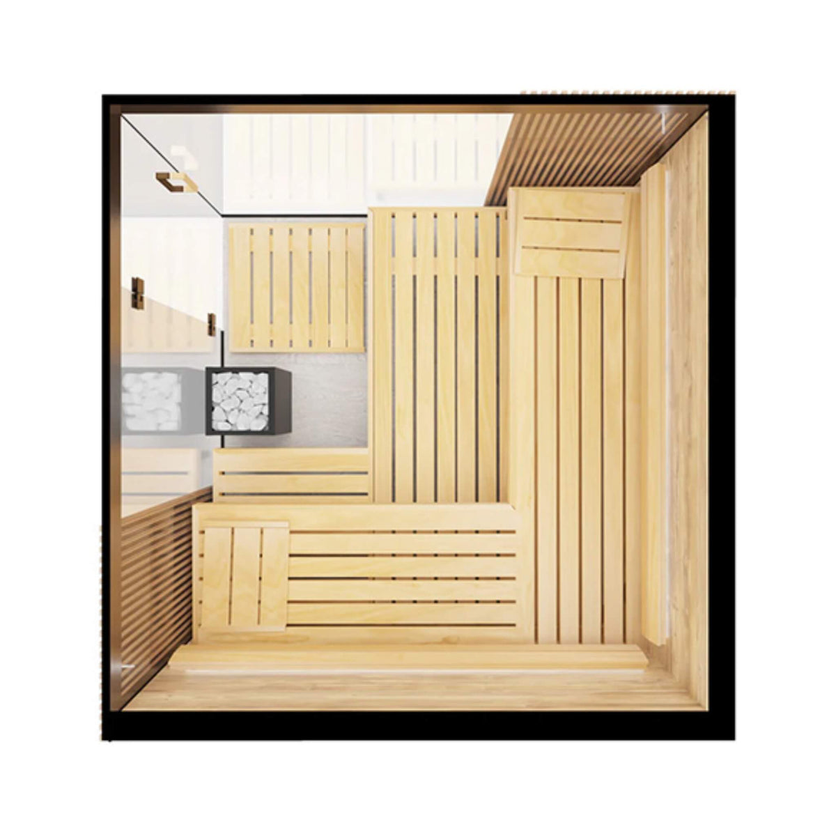 ThermaSol Aalto 4-Person Indoor Semi-Panoramic Glass Sauna Cabin (Made to Order)
