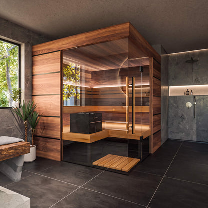 ThermaSol Astra 4-Person Indoor Semi-Panoramic Glass Sauna Cabin (Made to Order)