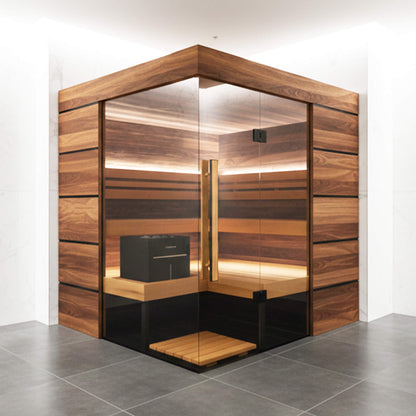 ThermaSol Astra 4-Person Indoor Semi-Panoramic Glass Sauna Cabin (Made to Order)