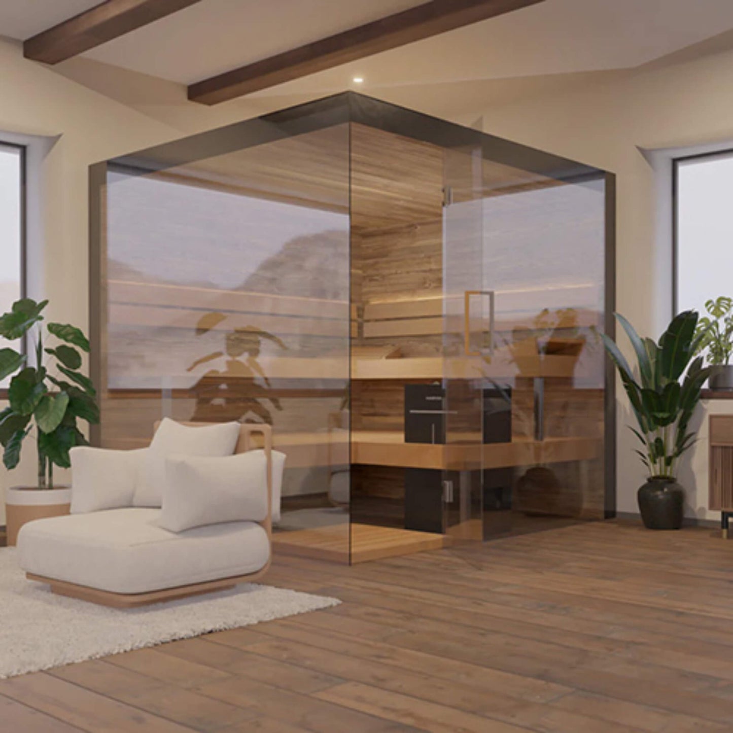 ThermaSol Lumaria Indoor Glass Sauna Cabin | 2–5 Person | Panoramic Glass | Harvia Heater